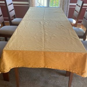 Crate and Barrel gold tablecloth
